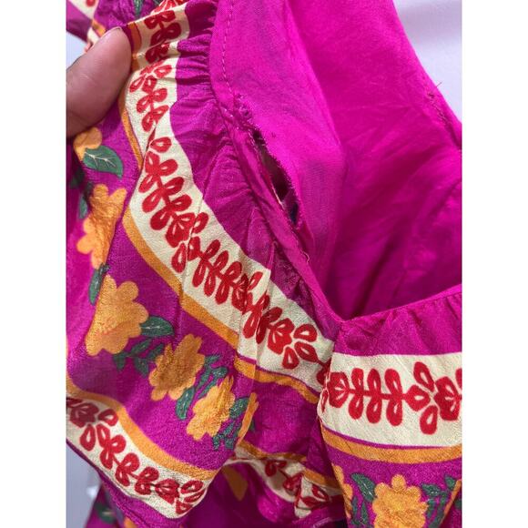 FARM RIO Pink Flowers Tapestry V-Neck Mini Dress Sz S - Picture 8 of 13